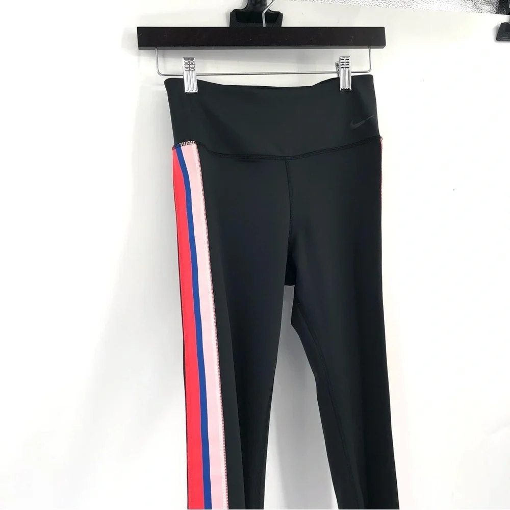 NIKE Power Victory 7/8 Training Leggings Side Stripe Black Active Dri-Fit Pant S